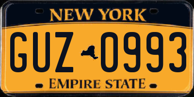 NY license plate GUZ0993
