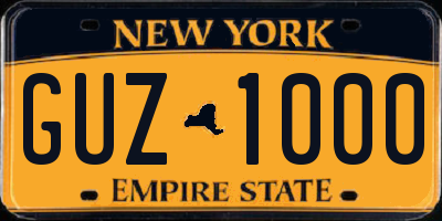 NY license plate GUZ1000