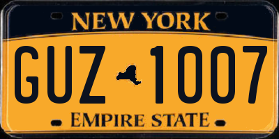 NY license plate GUZ1007