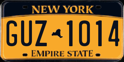 NY license plate GUZ1014