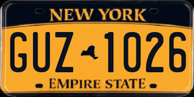 NY license plate GUZ1026