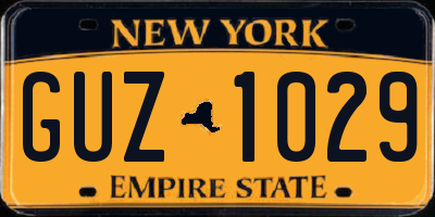 NY license plate GUZ1029
