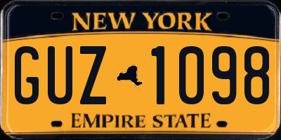 NY license plate GUZ1098
