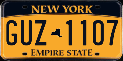 NY license plate GUZ1107