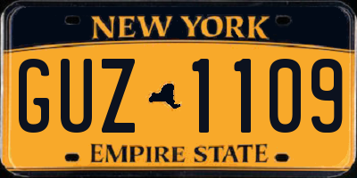 NY license plate GUZ1109