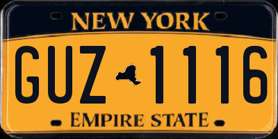 NY license plate GUZ1116
