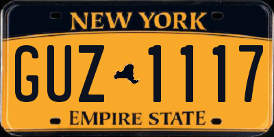 NY license plate GUZ1117