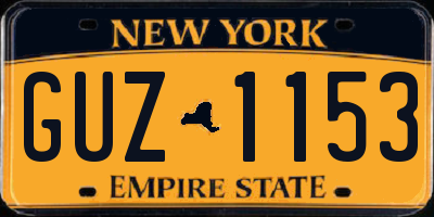 NY license plate GUZ1153