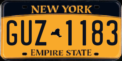 NY license plate GUZ1183