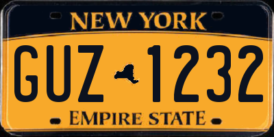 NY license plate GUZ1232