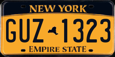 NY license plate GUZ1323