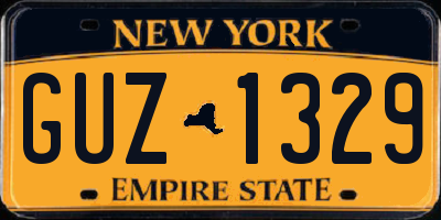 NY license plate GUZ1329