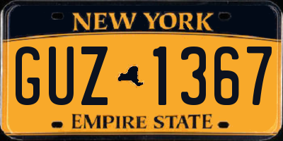 NY license plate GUZ1367