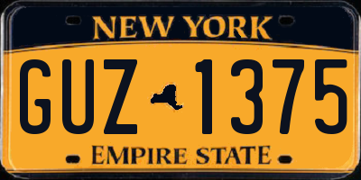 NY license plate GUZ1375