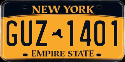 NY license plate GUZ1401