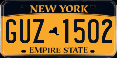NY license plate GUZ1502