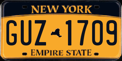 NY license plate GUZ1709
