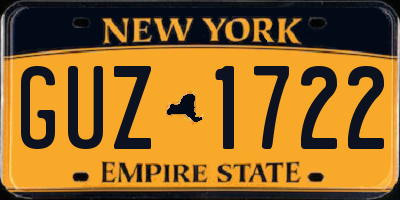 NY license plate GUZ1722