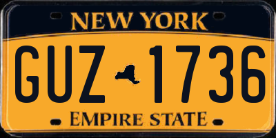 NY license plate GUZ1736