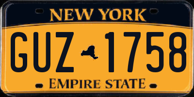 NY license plate GUZ1758