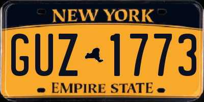 NY license plate GUZ1773
