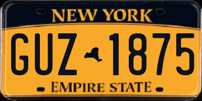 NY license plate GUZ1875