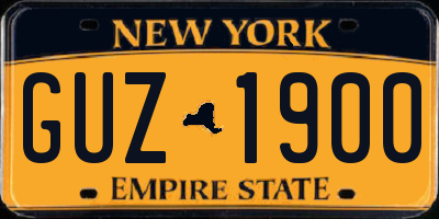 NY license plate GUZ1900