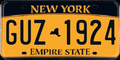 NY license plate GUZ1924