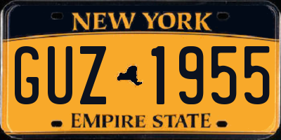 NY license plate GUZ1955