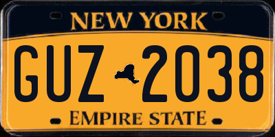 NY license plate GUZ2038