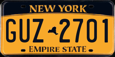 NY license plate GUZ2701