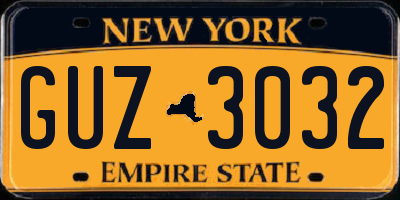 NY license plate GUZ3032