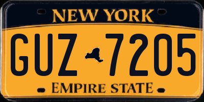 NY license plate GUZ7205