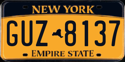 NY license plate GUZ8137