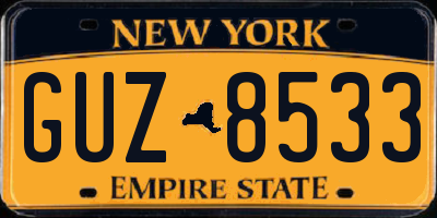 NY license plate GUZ8533