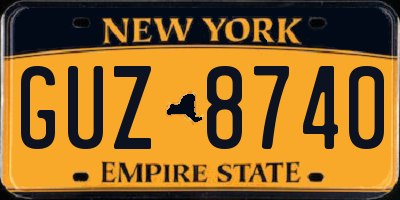 NY license plate GUZ8740