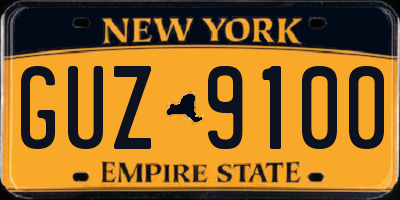 NY license plate GUZ9100