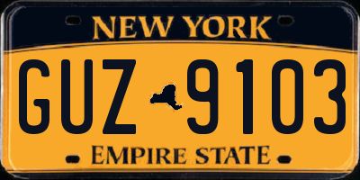 NY license plate GUZ9103
