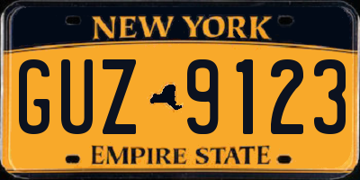 NY license plate GUZ9123