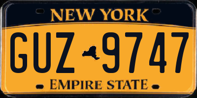 NY license plate GUZ9747