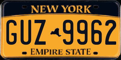 NY license plate GUZ9962