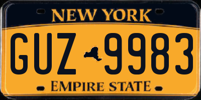 NY license plate GUZ9983