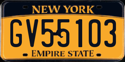 NY license plate GV55103