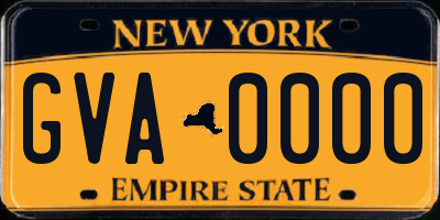 NY license plate GVA0000
