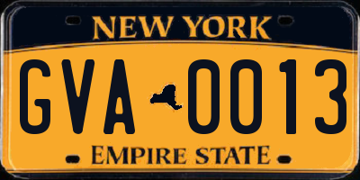 NY license plate GVA0013