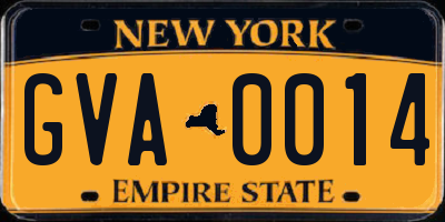 NY license plate GVA0014