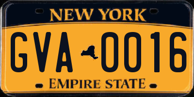 NY license plate GVA0016