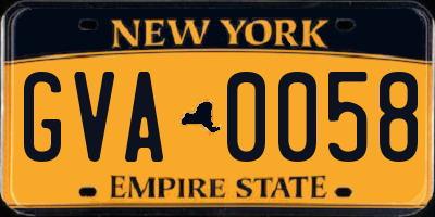 NY license plate GVA0058