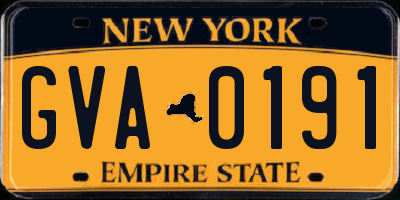 NY license plate GVA0191