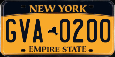 NY license plate GVA0200